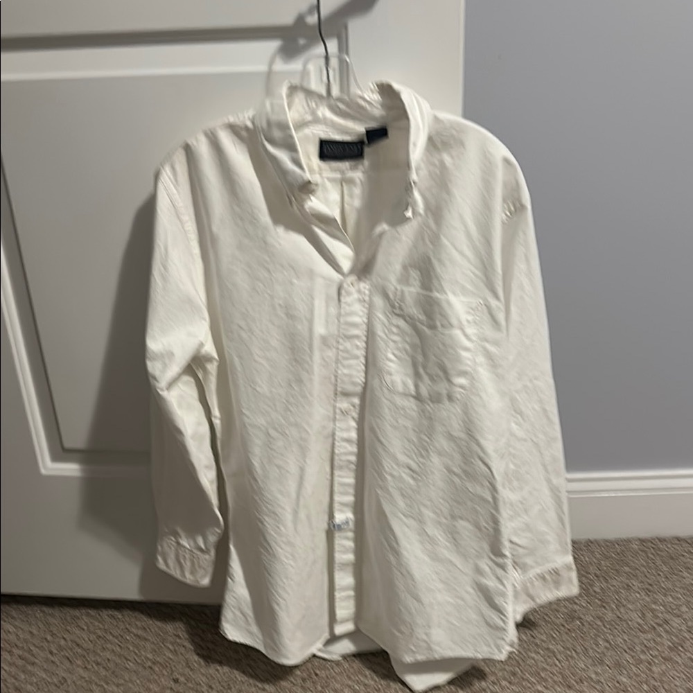 Mens Lands' End White Casual Button Down Shirt 16.5/33.  Cotton